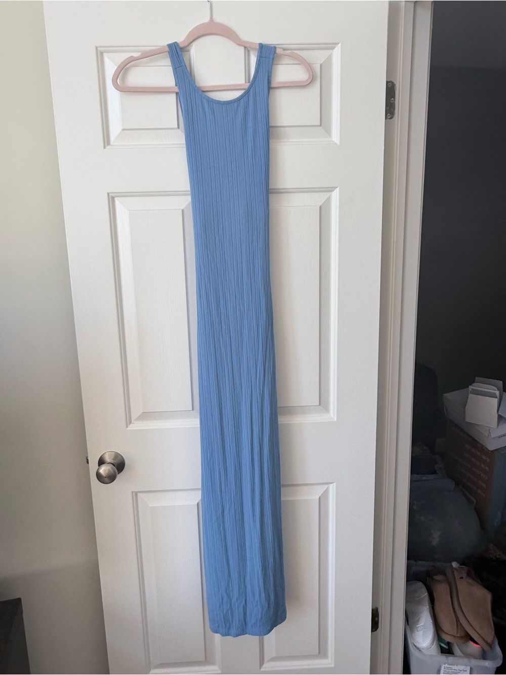NWOT Anthropologie L*Space -Sky Blue Ribbed Sleeveless Maxi Dress